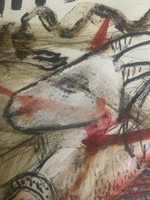 Load image into Gallery viewer, Clara Morera, detail, unique, Chagall like, Superb! El Sikan is mix media on paper, 12&quot; x 24&quot;, completed in 2007. Detail
