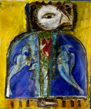 Load image into Gallery viewer, Cuban artist Clara Morera - El Santo Pajaro de la Habana Vieja is Mixed Media on heavy paper, measures 14.5&quot; x 12&quot;.  The work is framed and the measurements are 22.5&quot; x 20&quot;.
