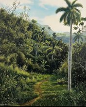 Load image into Gallery viewer, Palma del Camino is an oil on canvas by Cuban artist Quizbel Lezcano Blanco.  The work measures 39" x 47 " and it was completed in 2012.