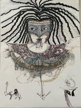 Load image into Gallery viewer, Cuban artist Clara Morera, Sikan el Pez y Sacrificio is mixed media on heavy paper 22"x 30" from 2002