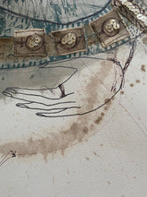 Load image into Gallery viewer, Cuban artist Clara Morera, Sikan el Pez y Sacrificio is mixed media on heavy paper 22"x 30" from 2002 detail 2