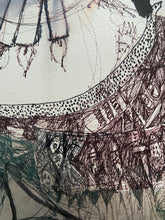 Load image into Gallery viewer, Cuban artist Clara Morera, Sikan el Pez y Sacrificio is mixed media on heavy paper 22"x 30" from 2002 detail 3