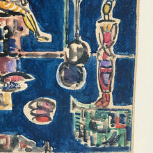 Load image into Gallery viewer, Cuban artist Jose Mijares' Interior  Watercolor on paper  8 ¾” x 11 “  17 ¼ “ x 19” with Frame  1968 detail 2