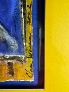 El Santo Pajaro de la Habana Vieja is Mixed Media on heavy paper, measures 14.5" x 12".  The work is framed and the measurements are 22.5" x 20". detail 1