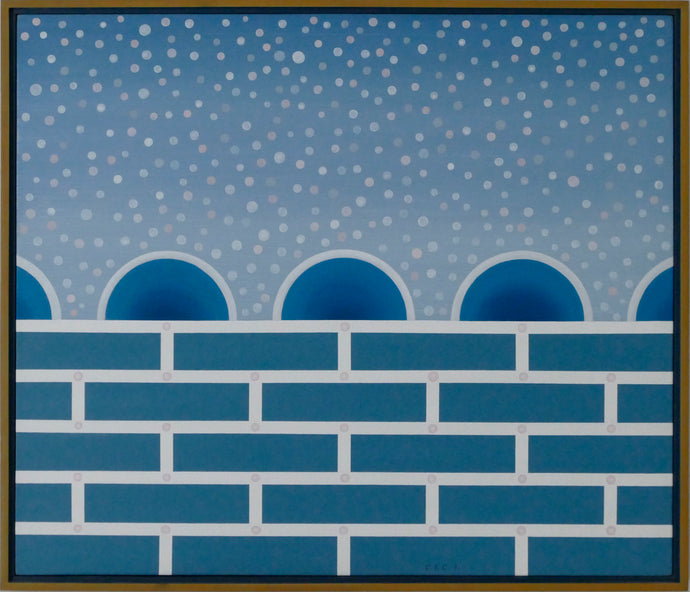 Carlos Rodriguez Cardenas, Paisaje Azul con Perlas, oil on Linen completed  in 2007.  This stunning Cuban painting, measuring 33