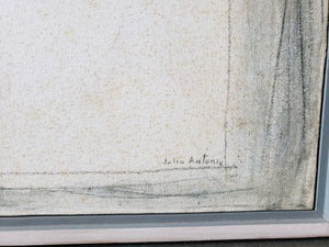 Signature. Julio Antonio's masterpiece, "Bodies (Tres Figuras)". This acrylic on canvas painting, measuring 38" x 50" . Framed