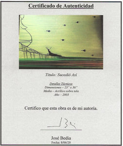ose Bedia - Sucedio Asi acrylic on linen certificate