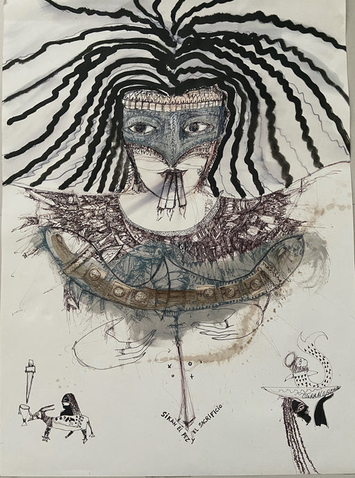 Cuban artist Clara Morera, Sikan el Pez y Sacrificio is mixed media on heavy paper 22